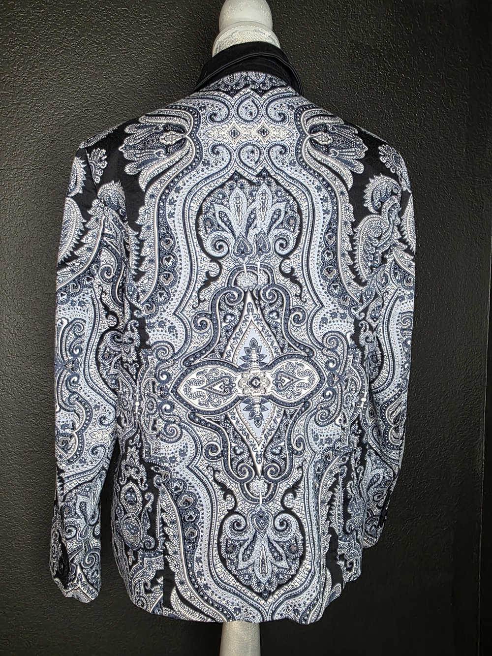 Coldwater Creek Black and White Paisley Sz 14 Woman's Blazer - Picture 3 of 9